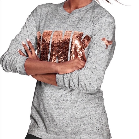 PINK Victoria's Secret Tops - PINK VS LONG SLEEVE BLING SHIRT